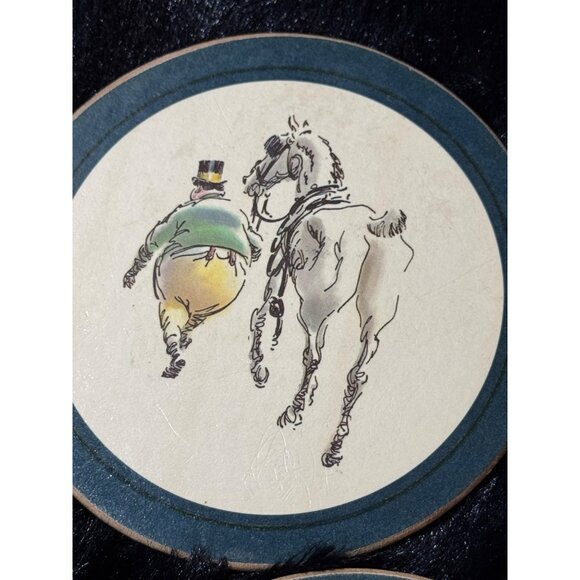 Vintage Golden Cross Coaster Set With Humorous Illustrations In Original Box - Picture 4 of 11